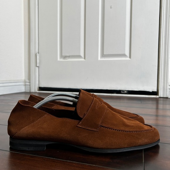 NWOB Wolf & Shepherd Men\'s Monaco Soft Suede Loafer Collapsible Heel Brown 11.5 main image 12